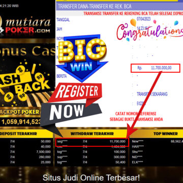 Bukti Withdraw (11,700,000- ) Member Setia Mutiarapoker