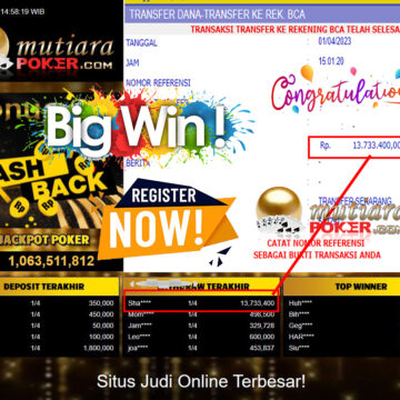 Bukti Withdraw (13,733,400- ) Member Setia Mutiarapoker