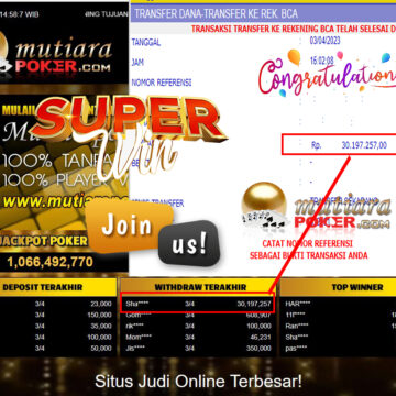 Bukti Withdraw (30,197.257,- ) Member Setia Mutiarapoker