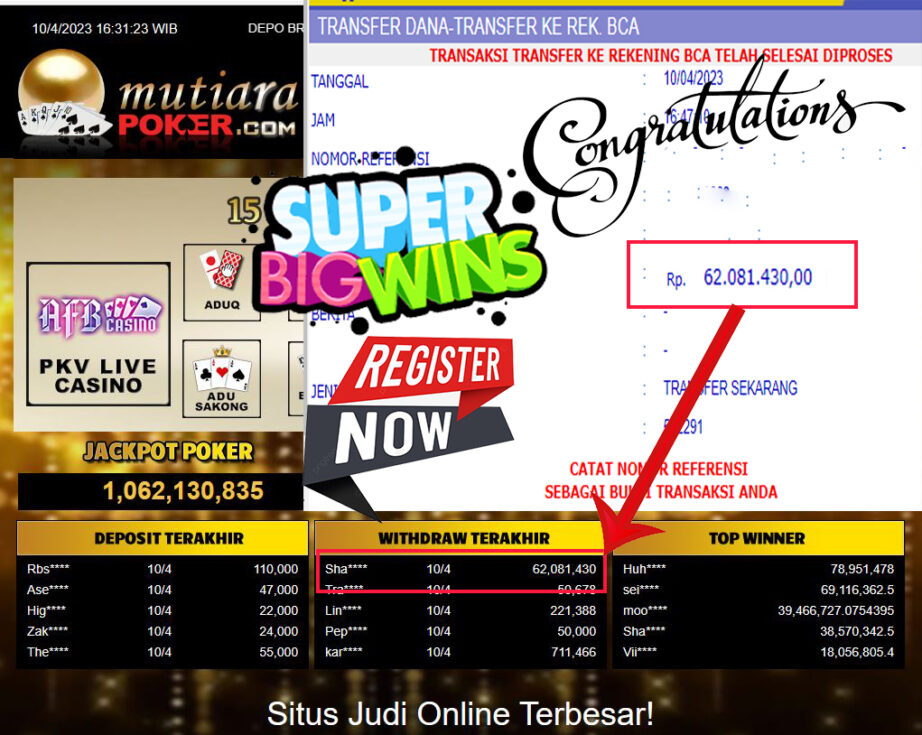 Bukti Withdraw (62,081,430- ) Member Setia Mutiarapoker