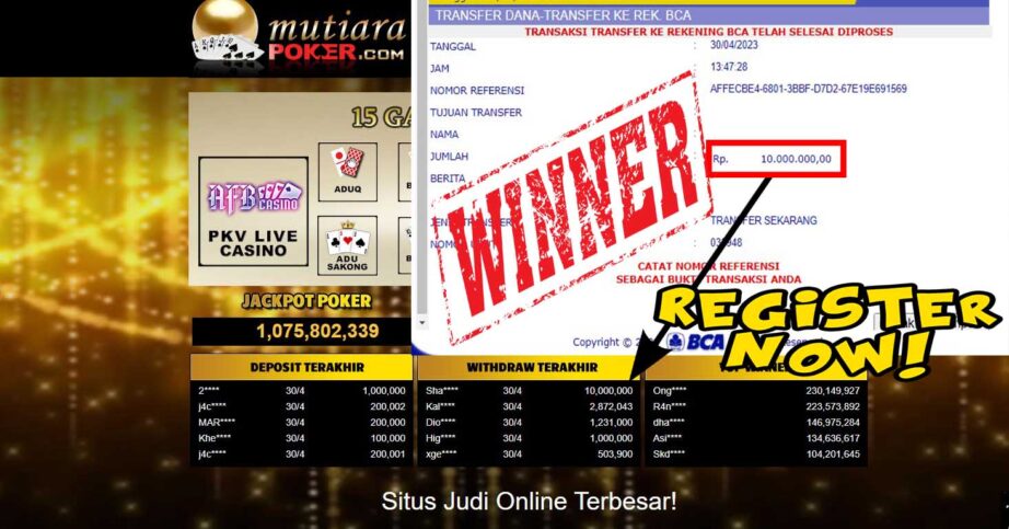 Bukti Withdraw (10,000,000- ) Member Setia Mutiarapoker