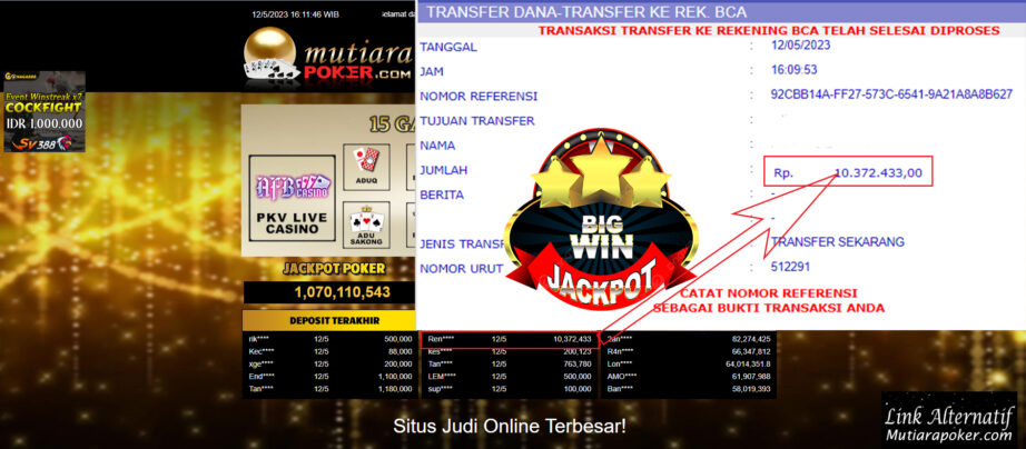 Bukti Withdraw (10.372.433- ) Member Setia Mutiarapoker