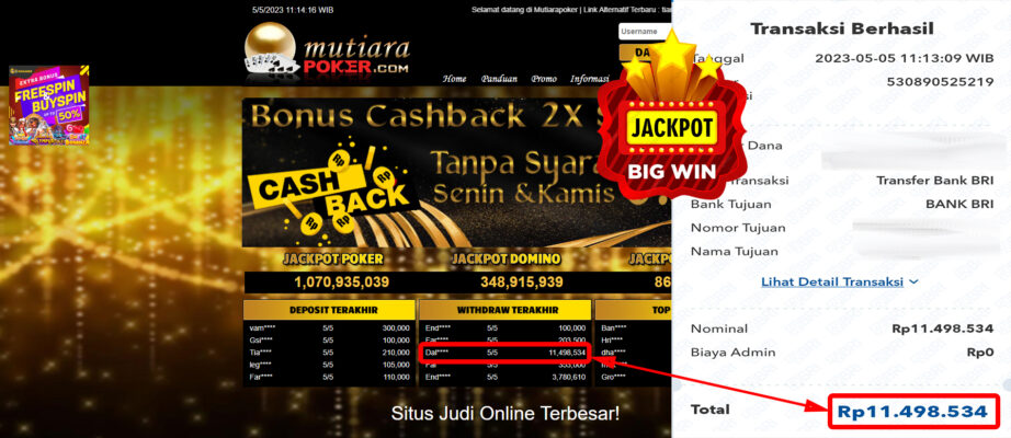 Bukti Withdraw (10,000,000- ) Member Setia Mutiarapoker