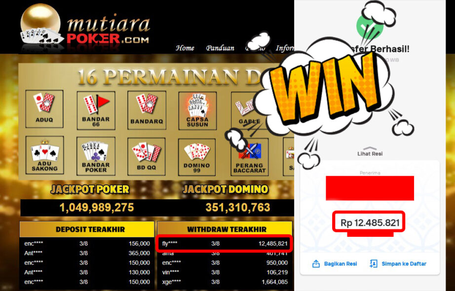 Bukti Withdraw (12.485.821-) Member Setia Mutiarapoker