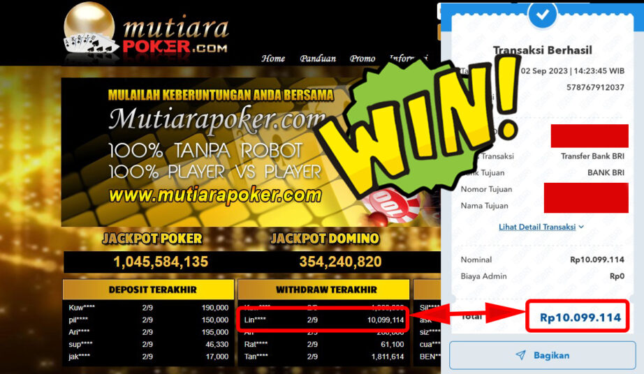 Bukti Withdraw (10.099.114,-) Member Setia Mutiarapoker