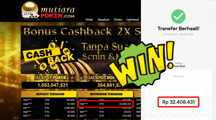 Bukti Withdraw (32.408.431,-) Member Setia Mutiarapoker