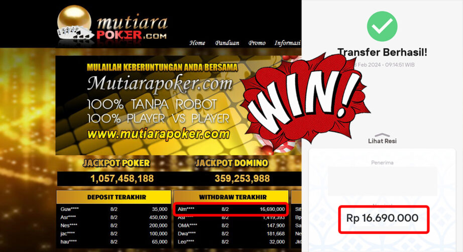 Bukti Withdraw ( 16.690.000,-) Member Setia Mutiarapoker