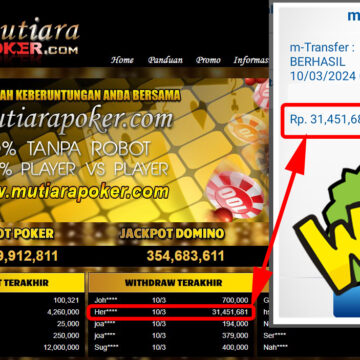 Bukti Withdraw ( 31.451.681,-) Member Setia Mutiarapoker