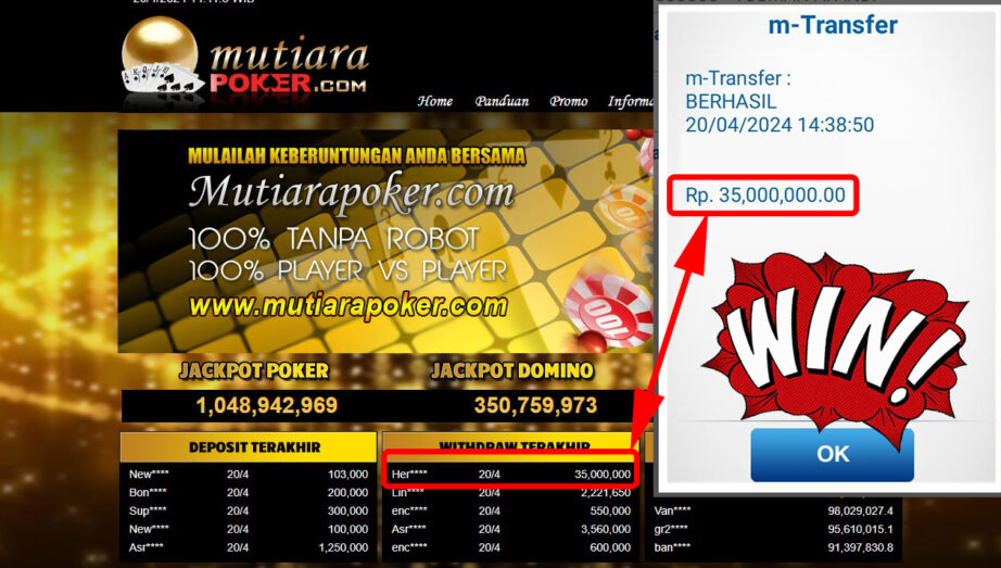 Bukti Withdraw ( 35.000.000,-) Member Setia Mutiarapoker