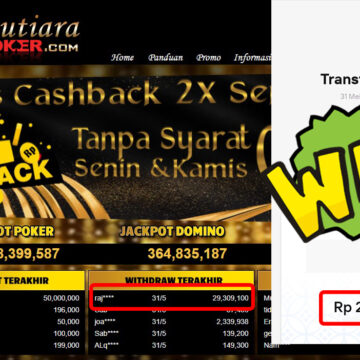 Bukti Withdraw ( 29.309.100,-) Member Setia Mutiarapoker