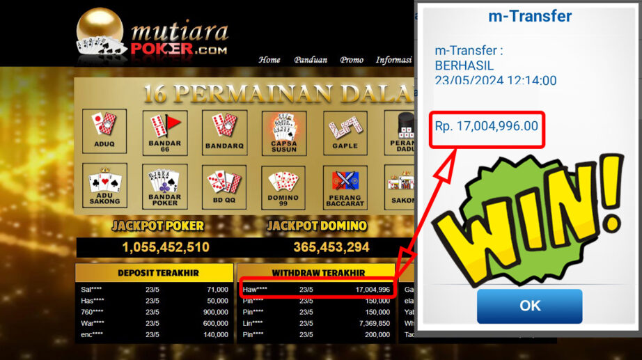 Bukti Withdraw ( 14.004.996,-) Member Setia Mutiarapoker