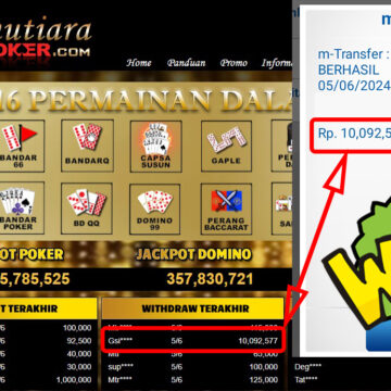 Bukti Withdraw ( 10.092.577,-) Member Setia Mutiarapoker