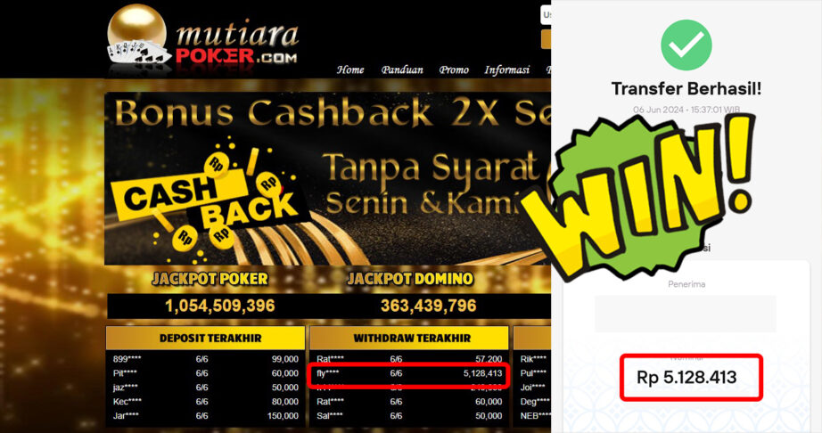 Bukti Withdraw ( 5.126.413,-) Member Setia Mutiarapoker