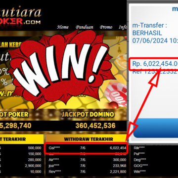 Bukti Withdraw ( 6.022.454,-) Member Setia Mutiarapoker