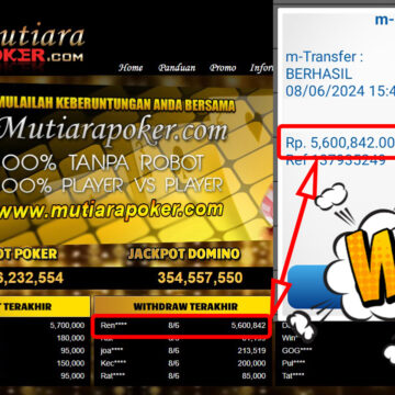 Bukti Withdraw ( 5.600.842,-) Member Setia Mutiarapoker