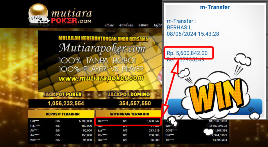 Bukti Withdraw ( 5.600.842,-) Member Setia Mutiarapoker