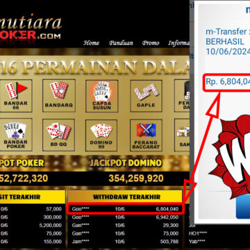 Bukti Withdraw ( 6.804.040,-) Member Setia Mutiarapoker