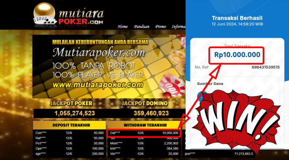 Bukti Withdraw ( 10.000.000,-) Member Setia Mutiarapoker