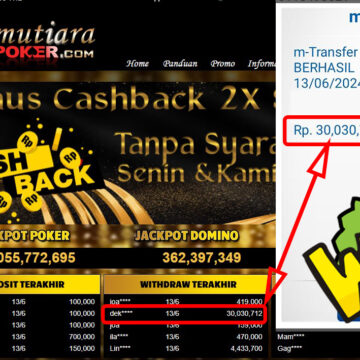 Bukti Withdraw ( 30.030.712,-) Member Setia Mutiarapoker