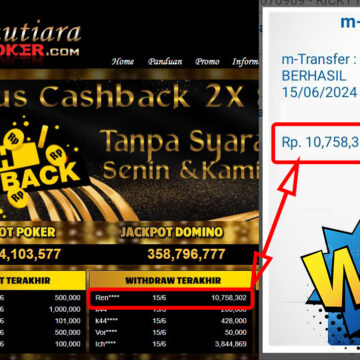 Bukti Withdraw ( 10.758.302,-) Member Setia Mutiarapoker