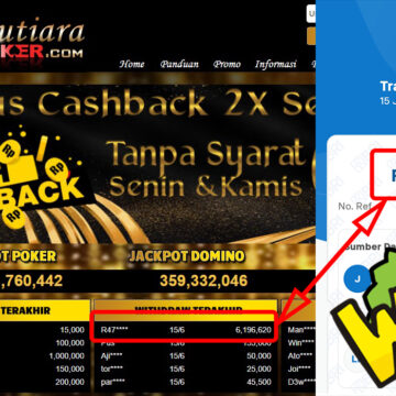 Bukti Withdraw ( 6.196.620,-) Member Setia Mutiarapoker