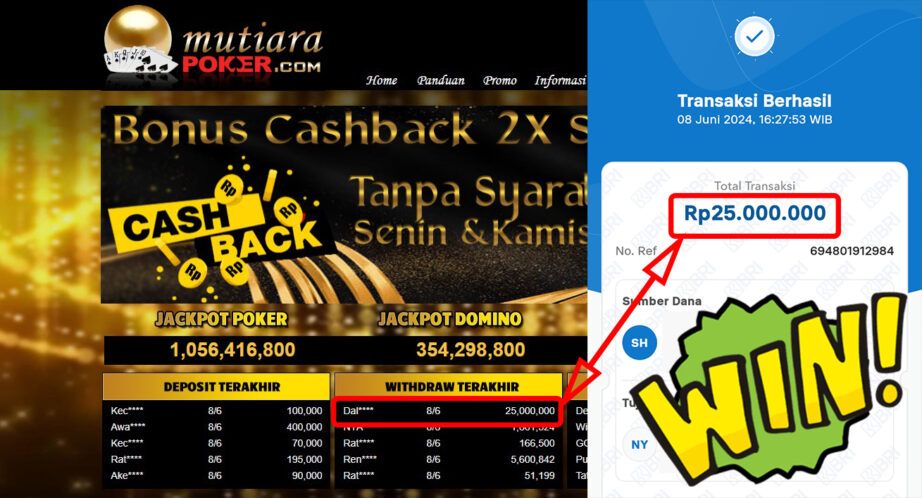 Bukti Withdraw ( 25.000.000,-) Member Setia Mutiarapoker