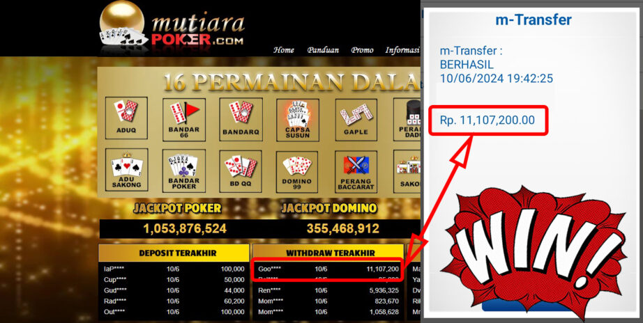 Bukti Withdraw ( 11.107.200,-) Member Setia Mutiarapoker