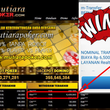 Bukti Withdraw ( 6.439.843,-) Member Setia Mutiarapoker