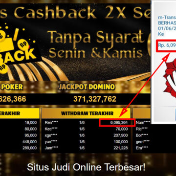 Bukti Withdraw ( 6,095,364,-) Member Setia Mutiarapoker