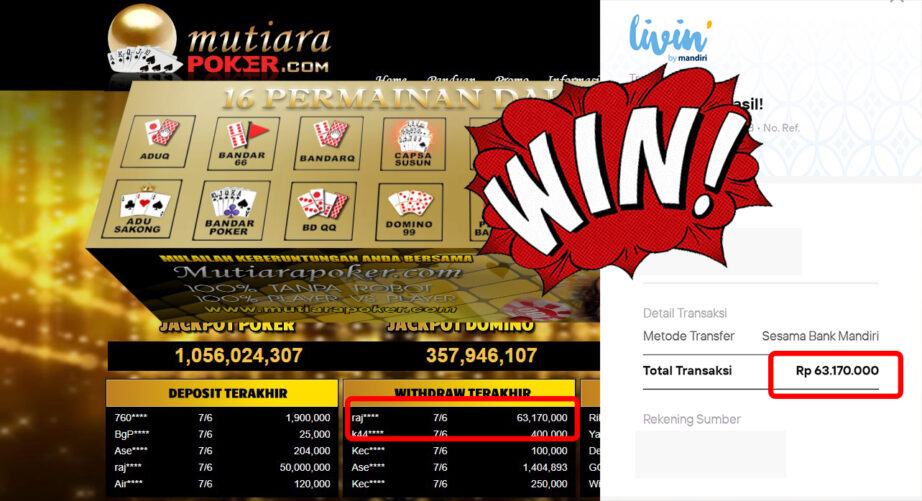 Bukti Withdraw ( 63.170.000,-) Member Setia Mutiarapoker