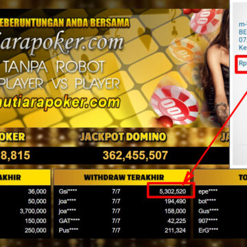 Bukti Withdraw ( 5,302,520,-) Member Setia Mutiarapoker