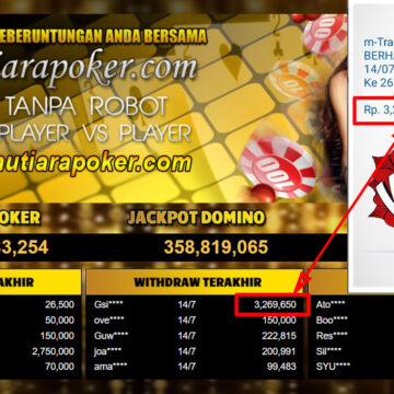 Bukti Withdraw ( 3,269,650,-) Member Setia Mutiarapoker