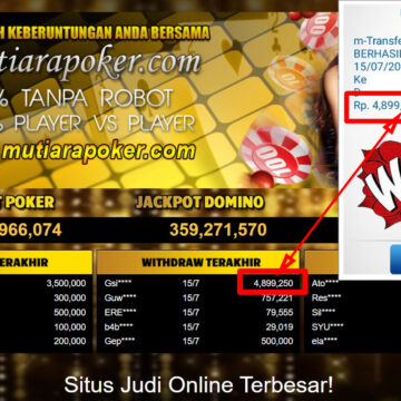 Bukti Withdraw ( 4,899,250,-) Member Setia Mutiarapoker