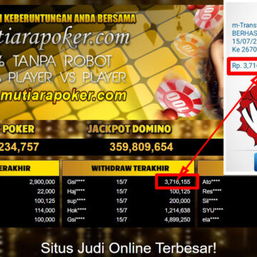 Bukti Withdraw ( 3,716,155,-) Member Setia Mutiarapoker