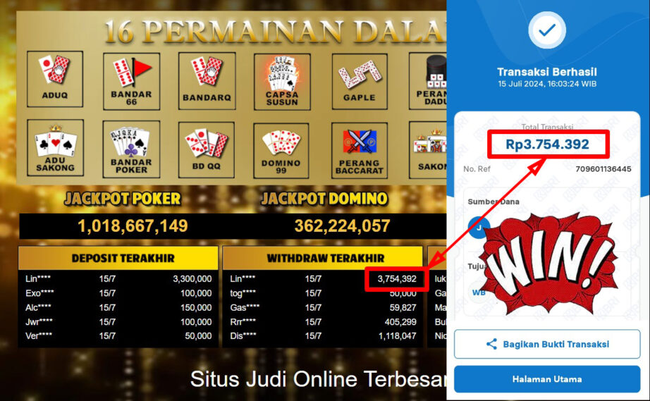 Bukti Withdraw ( 3,754,392,-) Member Setia Mutiarapoker