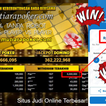 Bukti Withdraw ( 5,000,000,-) Member Setia Mutiarapoker