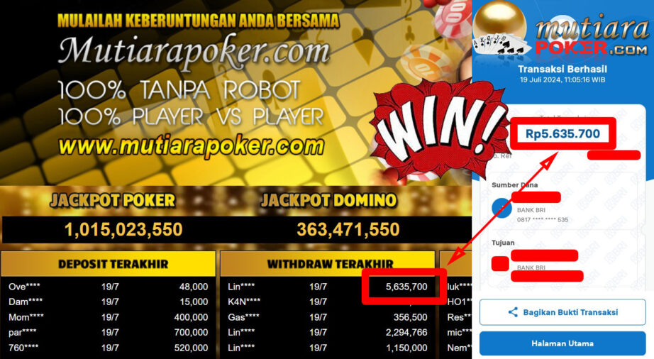 Bukti Withdraw ( 5,635,700,-) Member Setia Mutiarapoker