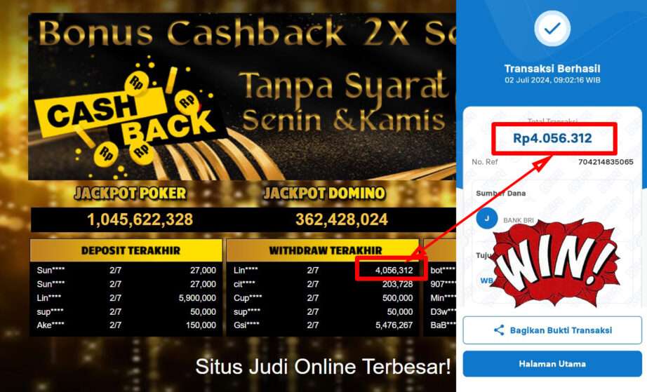 Bukti Withdraw ( 4,056,312,-) Member Setia Mutiarapoker