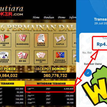 Bukti Withdraw ( 4.495.835.,-) Member Setia Mutiarapoker