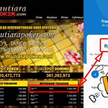 Bukti Withdraw ( 7,455,764,-) Member Setia Mutiarapoker