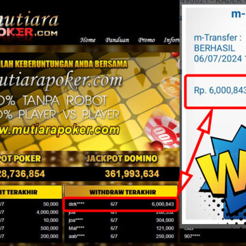 Bukti Withdraw ( 6.000.843,-) Member Setia Mutiarapoker