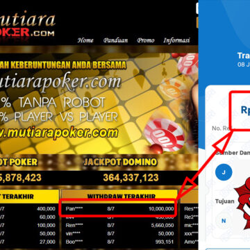 Bukti Withdraw ( 10.000.000,-) Member Setia Mutiarapoker