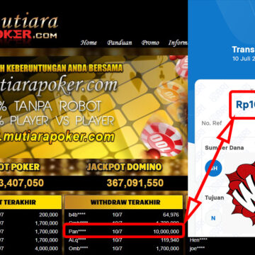 Bukti Withdraw ( 10.000.000,-) Member Setia Mutiarapoker