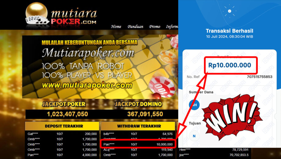 Bukti Withdraw ( 10.000.000,-) Member Setia Mutiarapoker