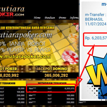 Bukti Withdraw ( 6.203.575,-) Member Setia Mutiarapoker