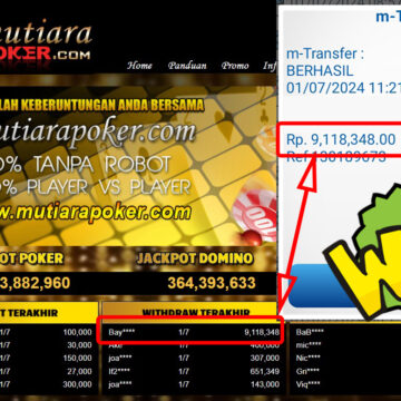 Bukti Withdraw ( 9.118.348,-) Member Setia Mutiarapoker