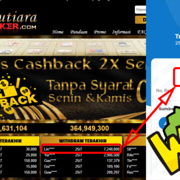 Bukti Withdraw ( 7.248.000,-) Member Setia Mutiarapoker