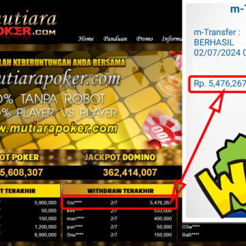 Bukti Withdraw ( 5.476.267,-) Member Setia Mutiarapoker