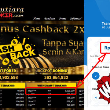 Bukti Withdraw ( 8.000.000,-) Member Setia Mutiarapoker