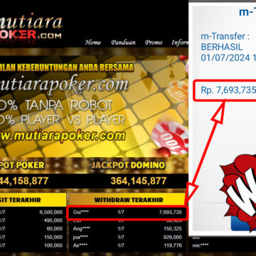 Bukti Withdraw ( 7.693.735-) Member Setia Mutiarapoker